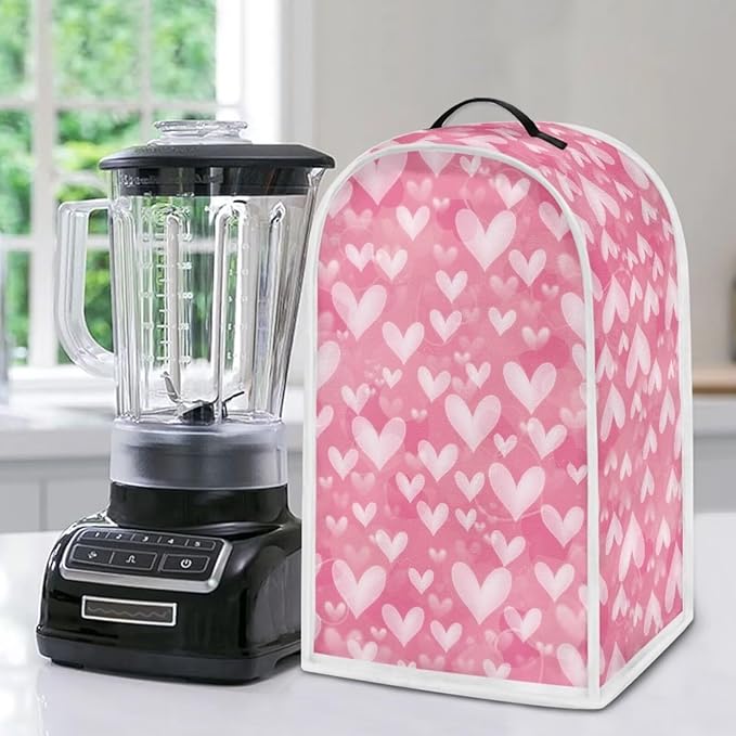 Talayituse Pink Love Heart Print Blender Dust Cover, Fingerprint Protection Cover for Stand Mixer or Coffee Machine, Kitchen Appliance Covers for Stain Dust Resistant Supplies Valentine's Day Decor