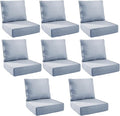Outdoor Cushion Set for Furniture Patio Furniture, UV Resistant, Water Resistant - 6 Inch Thick Foam Garden Cushions – 22x24 Inch Patio Seat Covers for Chair/Sofa/Couch | Baby Blue | 8-Pack |