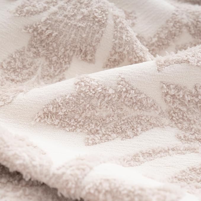 Yangest Chenille Floral Pillow Cover 20 x 20 Inches, Neutral Jacquard Square Throw Pillow Cover Soft Decorative Nature Accent Couch Pillow Cover for Living Room Bedroom, Beige