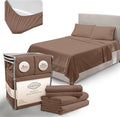 King Size Sheets Set Cooling - Luxury Hotel Sheets - Soft Bed Sheet with Elastic Corner Straps - Deep Pockets Microfiber Bedsheet - Bedding Sheet & Pillowcases - 4 Piece (King, Brown)