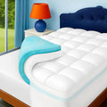 Queen Size Dual Layer 4 Inch Memory Foam Mattress Topper, 2 Inch Cooling Gel Memory Foam and 2 Inch Washable Soft Pillow Top Mattress Pad Cover, 8-24 Inch Deep Pocket, Medium Firm Support