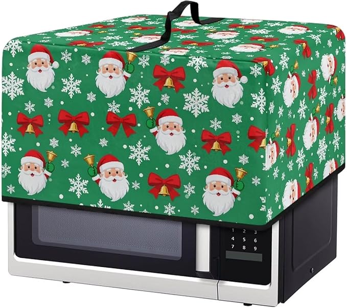 Microwave Oven Dust Cover, Christmas Santa Claus Heat-Resistant Waterproof Polyester Fabric Protection for Toaster Oven Air Fryer Dust Cover for Microwaves Ovens Machine Washable