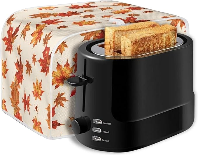 Cardinal Printed 2 Slice Kitchen Machine Covers, Maple Leaves Print Toaster Cover Fits Most Standard Toaster, Small Kitchen Appliance, Bread Maker Protector