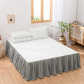 BISELINA French Linen Bed Skirt with Pleated Frills 14-Inch Tailored Drop Natural Flax Cotton Blend Dust Ruffle Soft Cozy Farmhouse Bedding (14" Queen, Grey)