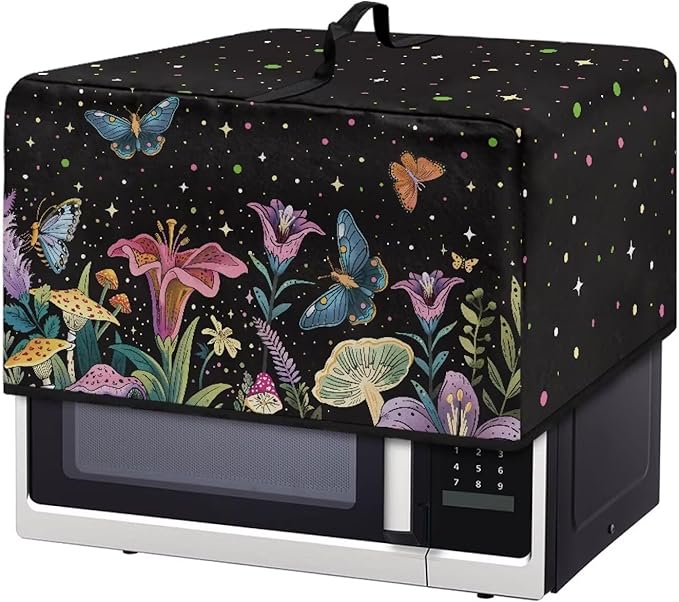 Microwave Oven Cover, Butterfly Heat-Resistant Polyester Machine Protector Decorative Kitchen Appliance Covers Waterproof Microwave Oven Cover for Most Countertop Microwaves