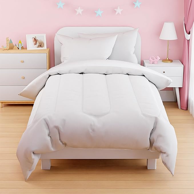 SANDJEST White Duvet Cover Sets Full Size for Kids Boys Girls, Incude 1 Polyester Comforter Cover 80x90 Inches and 2 Pillowcases 20x26 Inches, Comforter Not Included, Gift for Christmas Birthday
