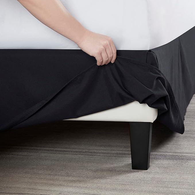 Nestl Black Full XL Bed Skirt - Full XL Size Bed Skirt 14 Inch Drop - Brushed Microfiber Bed Skirts - Hotel Quality Pleated Bed Skirt - Shrinkage & Fade Resistant