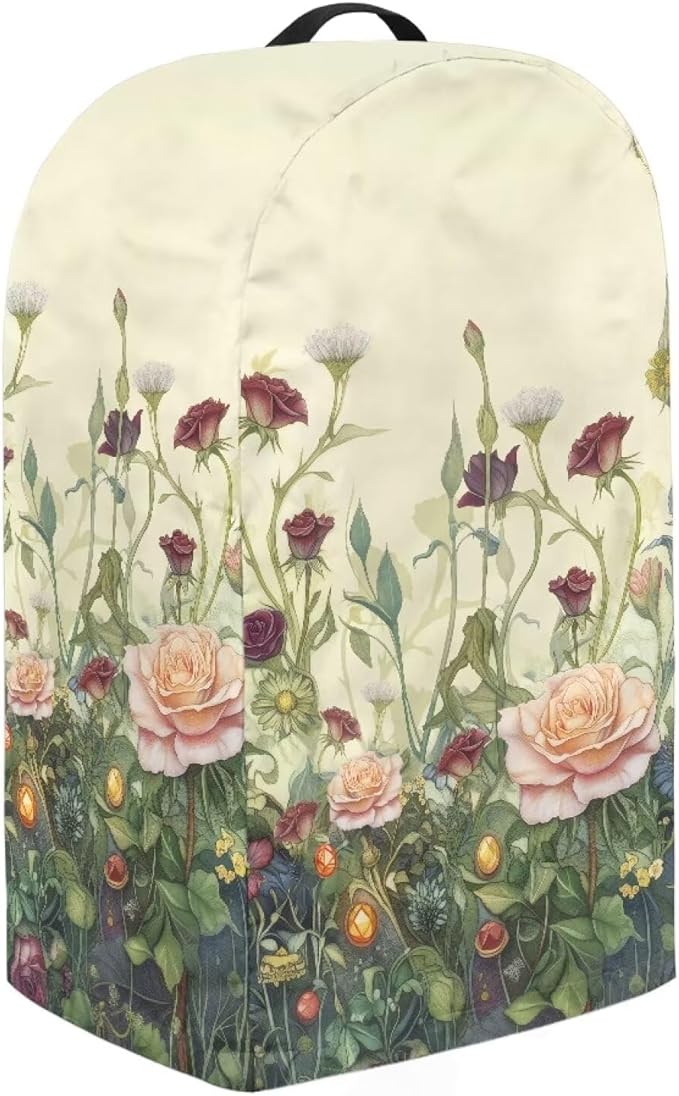 Kitchen Countertop Blender Cover with Drawstring Dust Protection Anti Fingerprint 9.4”Lx7.2”Wx15.9”H Fits Most Standard Kitchen Blender Appliance Cover Retro Rose Flower Print