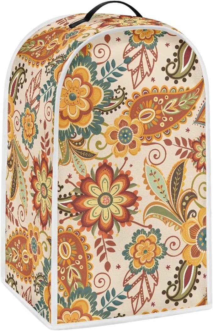 Talayituse Paisley Flower Print Blender Dust Cover, Fingerprint Protection Cover for Stand Mixer or Coffee Machine, Home Kitchen Appliance Covers for Stain Dust Resistant Supplies