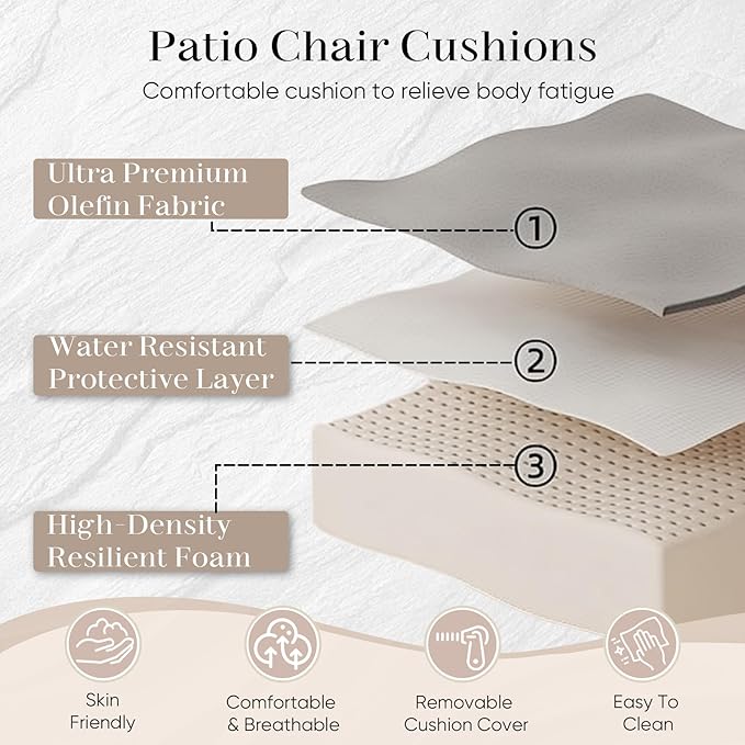 Outdoor Seat Cushion Set-24 x 24 x 6 Inch Outdoor Chair Cushions with Water Resistant & Removable Cover Outdoor Cushions for Patio Furniture Chair Sofa Couch-Orange