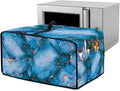 Toaster Oven Dust Cover with Storage Pockets, Dust Protection Smart Oven Cover for Kitchen Countertop Home Decor, M, 16.5 x 20.5 x 10 Inches, Blue Gold Marble