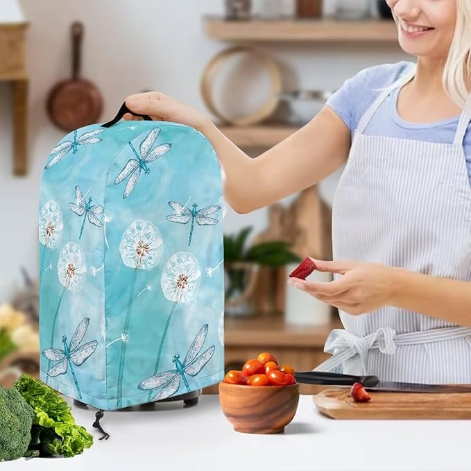 Blue Dandelion Flower Drawstring Blender Dust Cover for Kitchen Small Appliance, Anti Fingerprint Oil-proof Dust Proof Stand Mixer Cover Juicer Cover Soy Milk Machine Covers for Women Gift