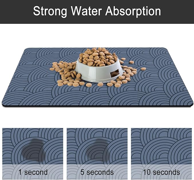Dog Food Mat for Floors, Absorbent and Quick-Drying Pet Cat Food Mat,Anti-Fouling and Easy-to-Clean Pet Feeding Mat,Dog Bowl Mats for Messy Drinking Water Bowls.16 x24inch Boho Style