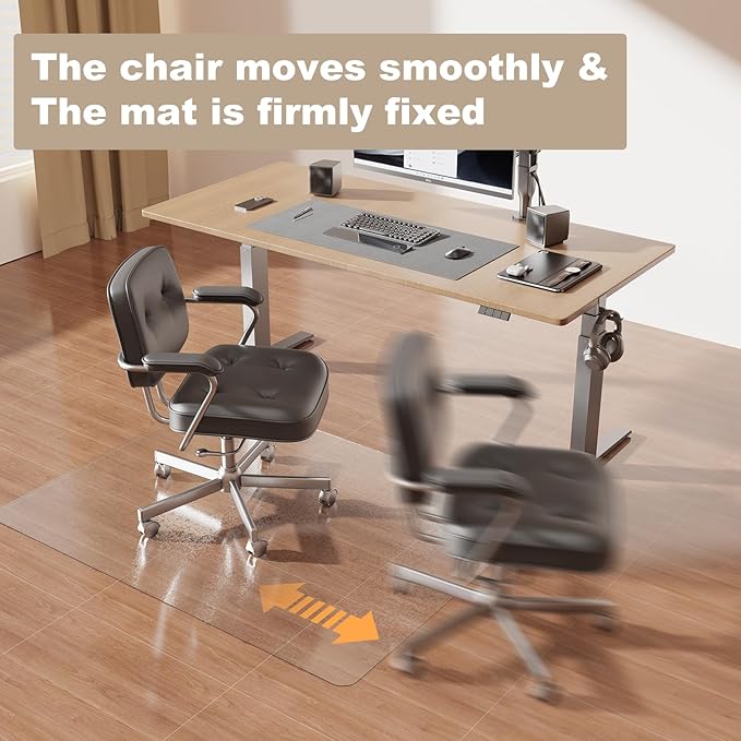 [Thickened to 2.0mm] 50"x60" Computer Chair Mat for Hardwood, PVC Office Mat for Hardwood Floor, Anti-Slip Rolling Chair Floor Protector,Vinyl Mats for Home, Under Desk Mats for Rolling Chairs