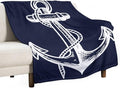 Anchor Blanket Retro Abstract Nautical Navy Blue White Soft Cozy Lightweight Throw Blanket for Kids Girls Boys Women Men Bedroom Living Room Dorm Chair Sofa Travel 40x50in