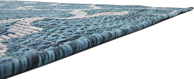 Unique Loom Outdoor Trellis Collection Area Rug (5' 3" x 8' Rectangle, Teal/ Gray)