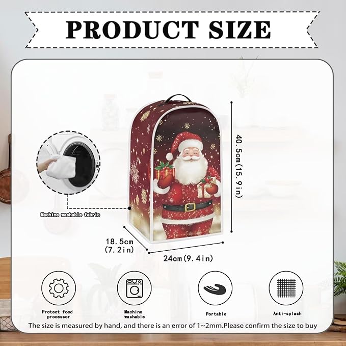 Santa Claus Blender Cover for Kitchen Resistance Food Processor Dust Cover with Handle Easy Clean Coffee Machine Dust Protector Covers for Kitchen Countertop Christmas Decor
