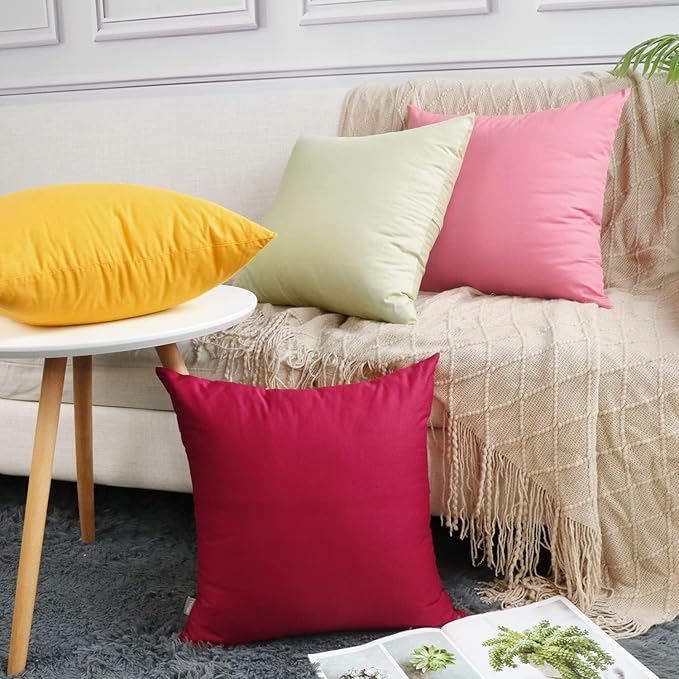 4-Pack 100% Cotton Comfortable Solid Decorative Throw Pillow Case,Thmyo Square Cushion Cover Pillowcase Sublimation Blank Pillow Covers DIY Throw Pillowcase for Sofa Bedroom(24x24 inch/60x60cm,Yellow)