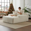 Chaise Lounge Chair Indoor, Oversized Comfy Fluffy Cloud Couch with Throw Pillows & Deep Seat, Modern Lounge Sleeper Couch with Armrests, Upholstered Sofa Bed Chair for Living Room, White