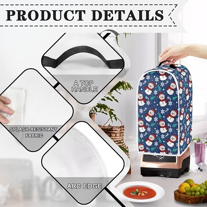 Talayituse Snowman Snowflake Tree Candy Print Blender Cover Christmas Decor Fingerprint Protection Cover for Stand Mixer or Coffee Machine, Kitchen Appliance Covers for Stain Dust Resistant Supplies
