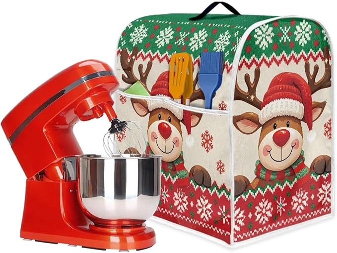 Christmas Stand Mixer Cover 6-8 Quart Kitchen Mixer Cover Washable Food Processor Protective Covers Dust Protection Insulated Kitchen Decoration Gift for Christmas