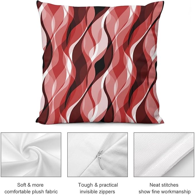 Red Throw Pillow Covers Modern Abstract Ombre Red Striped Decorations for Bedroom Living Room Farmhouse Sofa Pillows Bed Couch 20x20 Inch