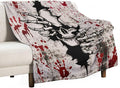 Horror Skull Throw Blanket, Halloween Day of The Dead Vintage Gothic Scary Blood Hand Soft Warm Fleece Blanket for Bed Couch Living Room All Season, 50"x60"