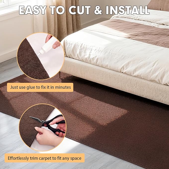 Marine Carpet,5 FT x 20 FT Brown Indoor Outdoor Carpet 0.2" Thick Boat Carpet with Water-Proof TPE Backing, Non-Slide Outdoor Marine Carpet Roll for Home, Patio, Porch, Deck