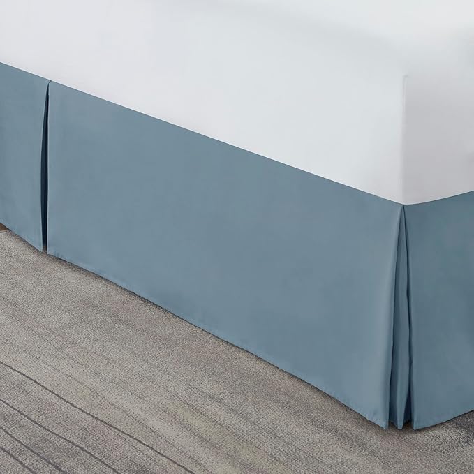 Nestl Stone Blue Full XL Bed Skirt - Full XL Size Bed Skirt 14 Inch Drop - Brushed Microfiber Bed Skirts - Hotel Quality Pleated Bed Skirt - Shrinkage & Fade Resistant