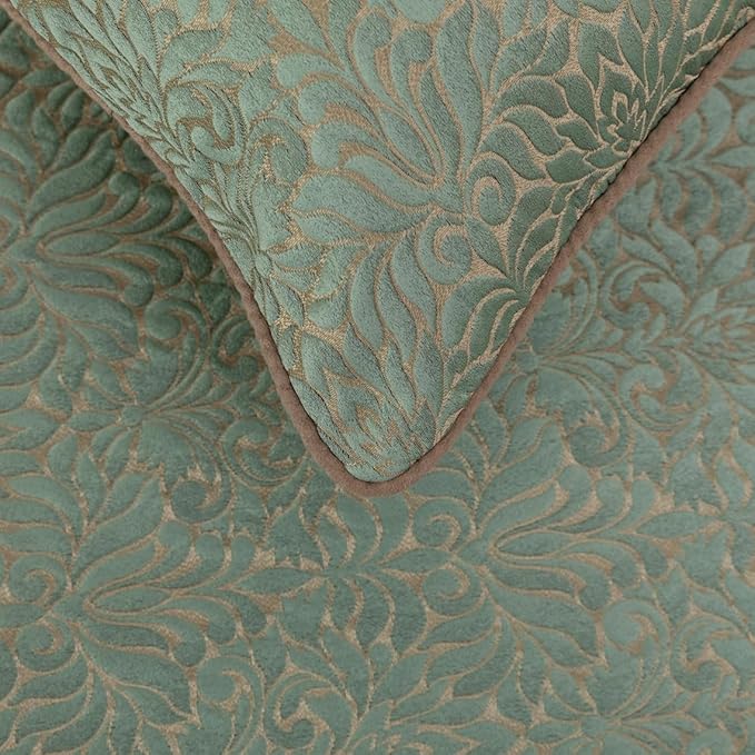 The HomeCentric King/Queen/Twin Blue & Beige Designer Twin 53"x18" Bed Runner with 2 Pillow Cover, Damask Bed Scarf on Jacquard Fabric - Arabella