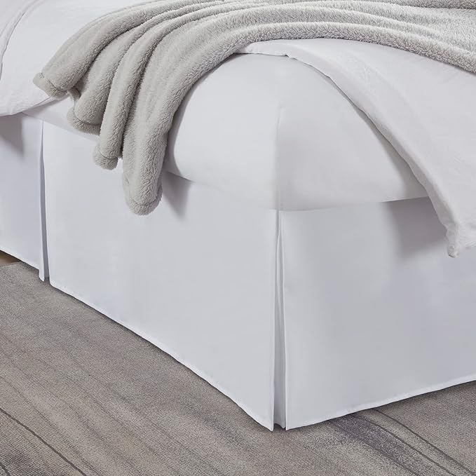 Nestl White Full Bed Skirt - Full Size Bed Skirt 14 Inch Drop - Brushed Microfiber Bed Skirts - Hotel Quality Pleated Bed Skirt - Shrinkage & Fade Resistant