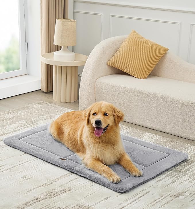 MADE 4 PETS Dog Crate Pad Bed for Extra Large Dogs, Washable & Reversible, Anti-Slip Kennel Mat for Cozy Sleeping, Soft Fluffy Dog Bed for Indoor & Outdoor Use, 48"x30", Gray