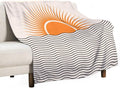 Abstract Sunset Throw Blanket, Boho Mid Century Geometric Minimalist Aesthetic Wave Sunrise Soft Warm Blankets for Couch Bedroom Sofa Office, 60"x80"