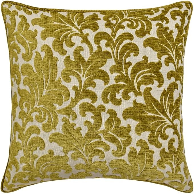 The HomeCentric King/Queen/Twin Chartreuse Designer King 90"x18" Bed Runner with 2 Pillow Cover, Velvet, Floral Pattern Bed Scarf on Velvet Fabric - Enchanted Chartreuse