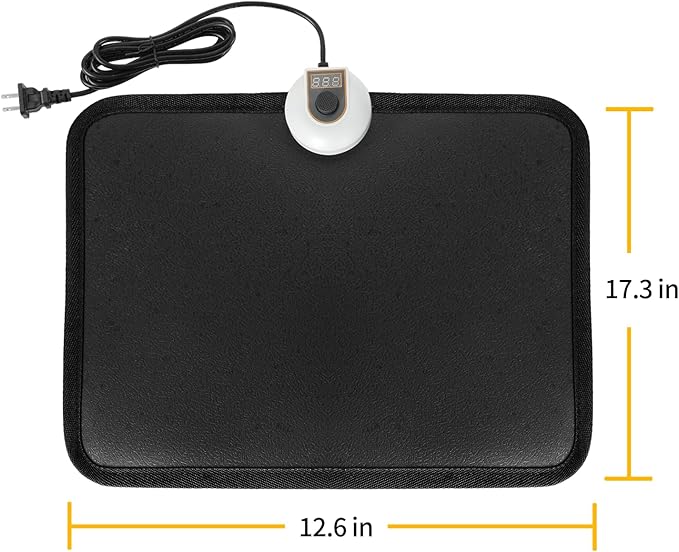 AC 110V Heated Floor Mat for Foot, Carbon Crystal Heating Pad, Electric Heated Foot Warmers for Office, Home (Black)