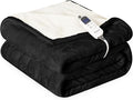 Heat Blanket 72”x84” Full Size,Soft Flannel & Sherpa Reversible Electric Blanket with 10 Heat Settings,12 Timer Setting and 8 Hours Auto-Shut Off,ETL Certified Machine Washable,Black