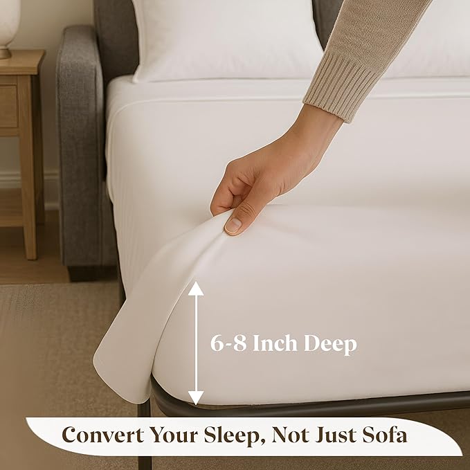Sleeper Sofa Bed Sheet Set - Full Size 4 PC's Sheet Set Sofa Bed Sheets - 100% Cotton 400 Thread Count Sofa Sheets - Sleeper Sofa Sheets - Fits Mattresses Up to 6" Drop - White