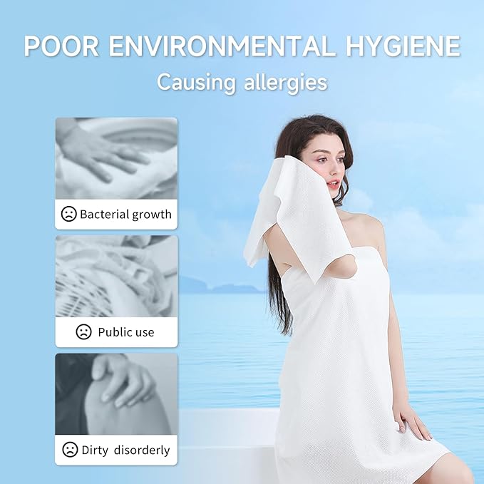 Disposable Bath Towels for Travel, Baby-Safe Disposable Towels Zero Fluorescent Brighteners Travel Essential, Large 55.1 x 27.5 Inches, for Hiking Camping Sports Swimming and Traveling