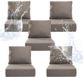 6" Thicker Outdoor Chair Cushion 5 Sets - 24" *24" *6" Waterproof Patio Furniture Cushions with Removable Cover, 28D High Density Sponge Filling Thicken Outdoor Patio Cushions - Grey