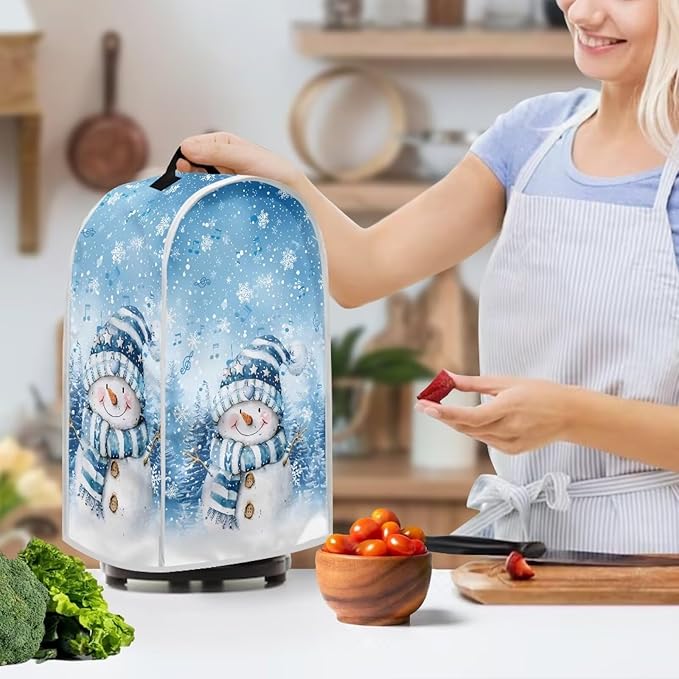 Christmas Blender Cover Dust Cover for Kitchen Snowman Food Processor Dust Covers with Handle Easy to Install Protection Covers for Stand Mixer Juice Machine Christmas Decor
