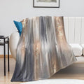 Abstract Gradient Blanket, Modern Fashion Baroque Gold Grey Painting Strokes Pattern Soft Warm Cozy Plush Flannel Covers for Livingroom Bedroom Couch Chair Camping Travel Home Decor Tapestry 50x60in