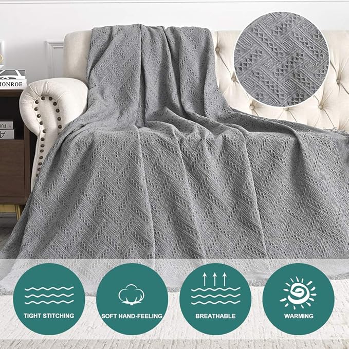 MYSKY HOME Sofa Cover, Couch Covers for 2 Cushion Couch, Geometrical Couch Cover Living Room Sofa Throws Sofa Slipcovers for Pets, & Kids (X-Large, 71" x 118", Grey)