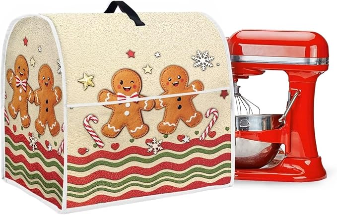 Christmas Mixer Cover for Kitchen Aid 4.5-5 Qt Mixer, Gingerbread Man Small Appliance Dust Covers Universal for Air Fryers, Coffee Makers, Christmas Decor for Kitchen