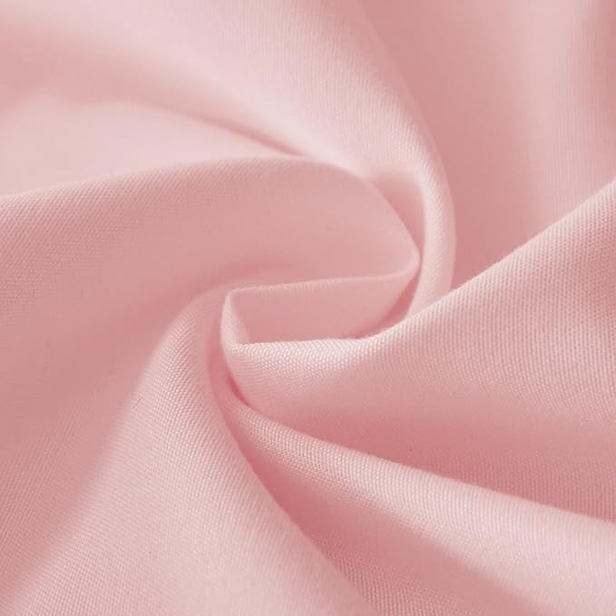 MEILA Wrap Around Bed Skirt Three Fabric Sides Elastic Dust Ruffled 18 Inch Tailored Drop,Easy to Install Fade Resistant-Pink, Twin/Full