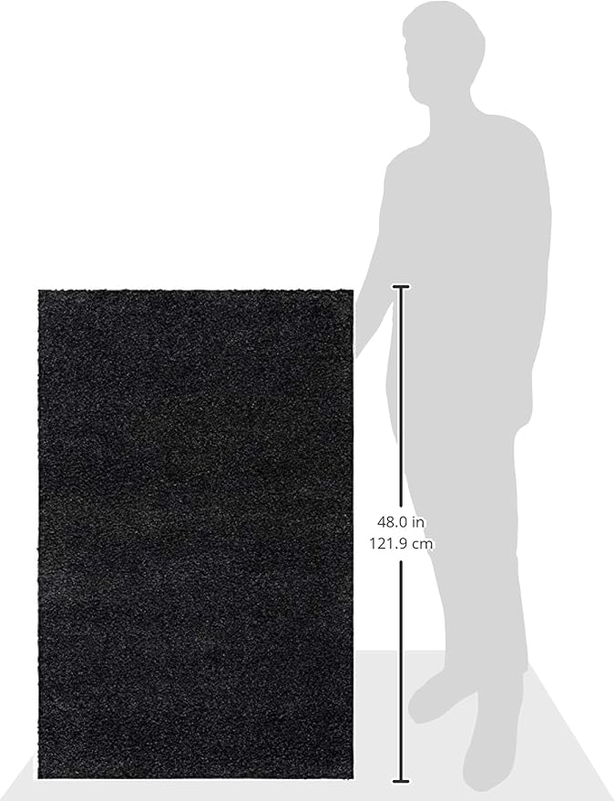 SAFAVIEH Milan Shag Collection Accent Rug - 2' x 4', Dark Grey, Solid Design, Non-Shedding & Easy Care, 2-inch Thick Ideal for High Traffic Areas in Entryway, Living Room, Bedroom (SG180-8484)