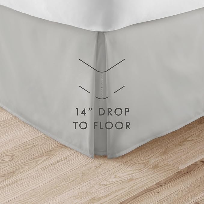 Linen Market Pleated Bed Skirt, Twin X-Large, Light Gray