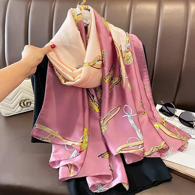 Fashion Scarves Scarf 100% Silk Feeling Scarf Silk Like Scarves Long Lightweight Sunscreen Shawls for Women