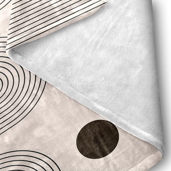 Modern Abstract Blankets Black Beige Boho Throw Blanket Boho Blanket Double Sided Flannel Throw Blanket,Suitable for Adults Children on The Sofa,Car,Bed Nap Warm Comfortable Blanket 40"X50"