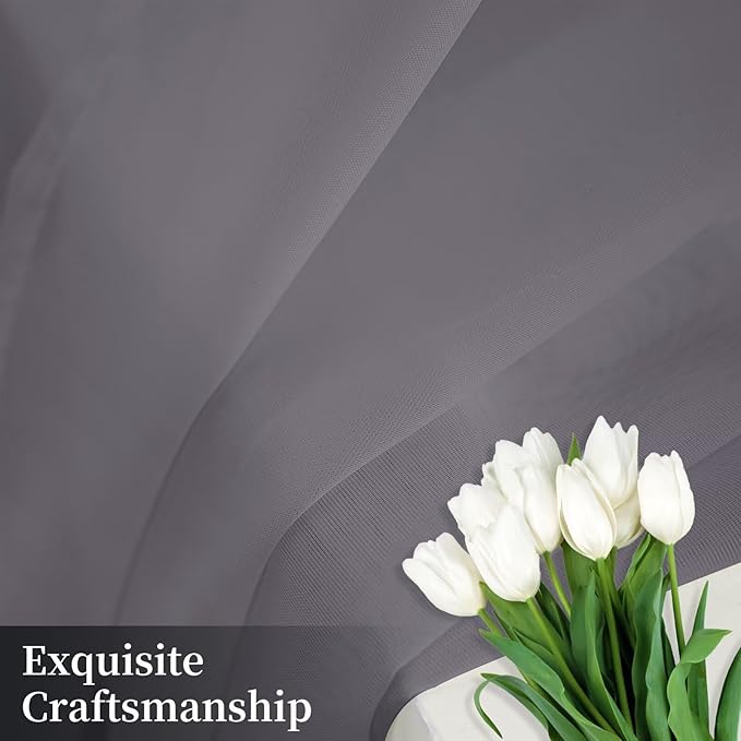 Sheer Curtains 84 Inches Long 2 Panels, Rod Pocket Short Curtain for Kitchen, Bedroom, Cafe Window(Grey 38" W x 84" L)