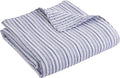 Levtex Home - Tobago Stripe Blue - Quilted Throw - 50x60in. - White, Blue - Reversible Pattern - Cotton Fabric